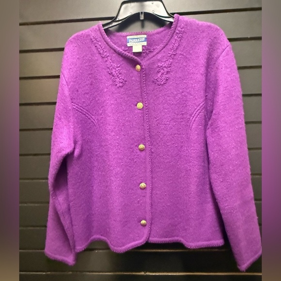Pendleton Sweaters - Vintage Pendleton 100% Virgin Wool Purple Embroidered Cardigan Size L